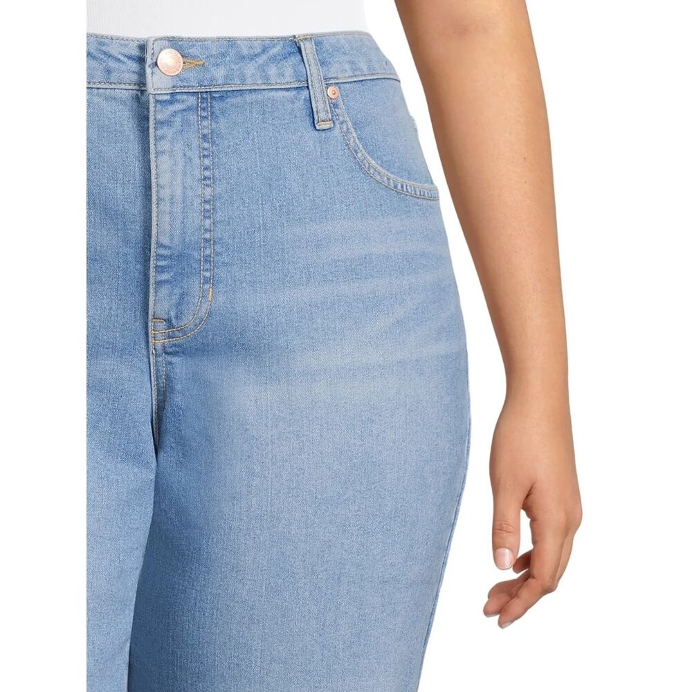 Terra & Sky Women's Plus Size Core Straight Leg Jeans, Size 26W(Petite), Blue - Picture 3 of 4
